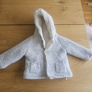 Zara Cozy Hooded Baby Cardigan in Heather Gray
